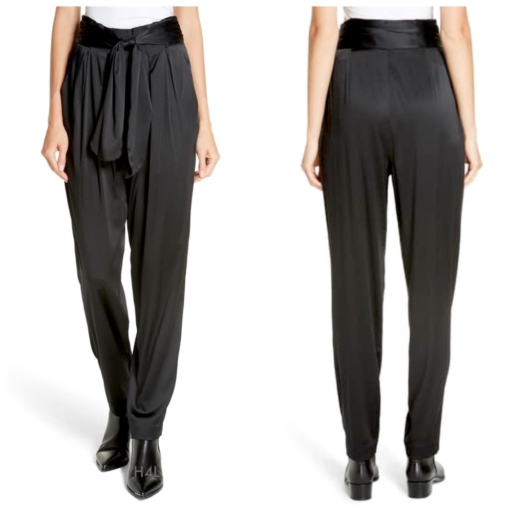 NWT A.L.C. Silk Pleated Tie Front High Rise Pants